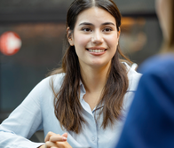 A job candidate interviewing for a role