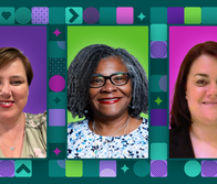 Headshots of three women, two caucasian and a black woman in the middle. 